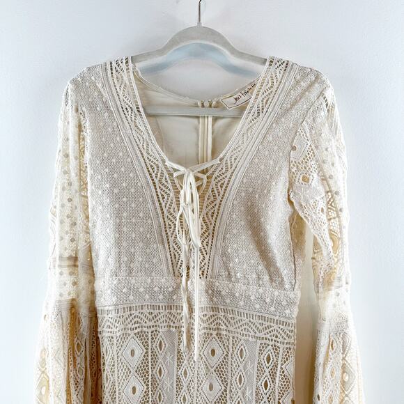 Jen’s Pirate Booty Chaouen Lace Crochet Boho Maxi Dress Ivory XS - Picture 10 of 16